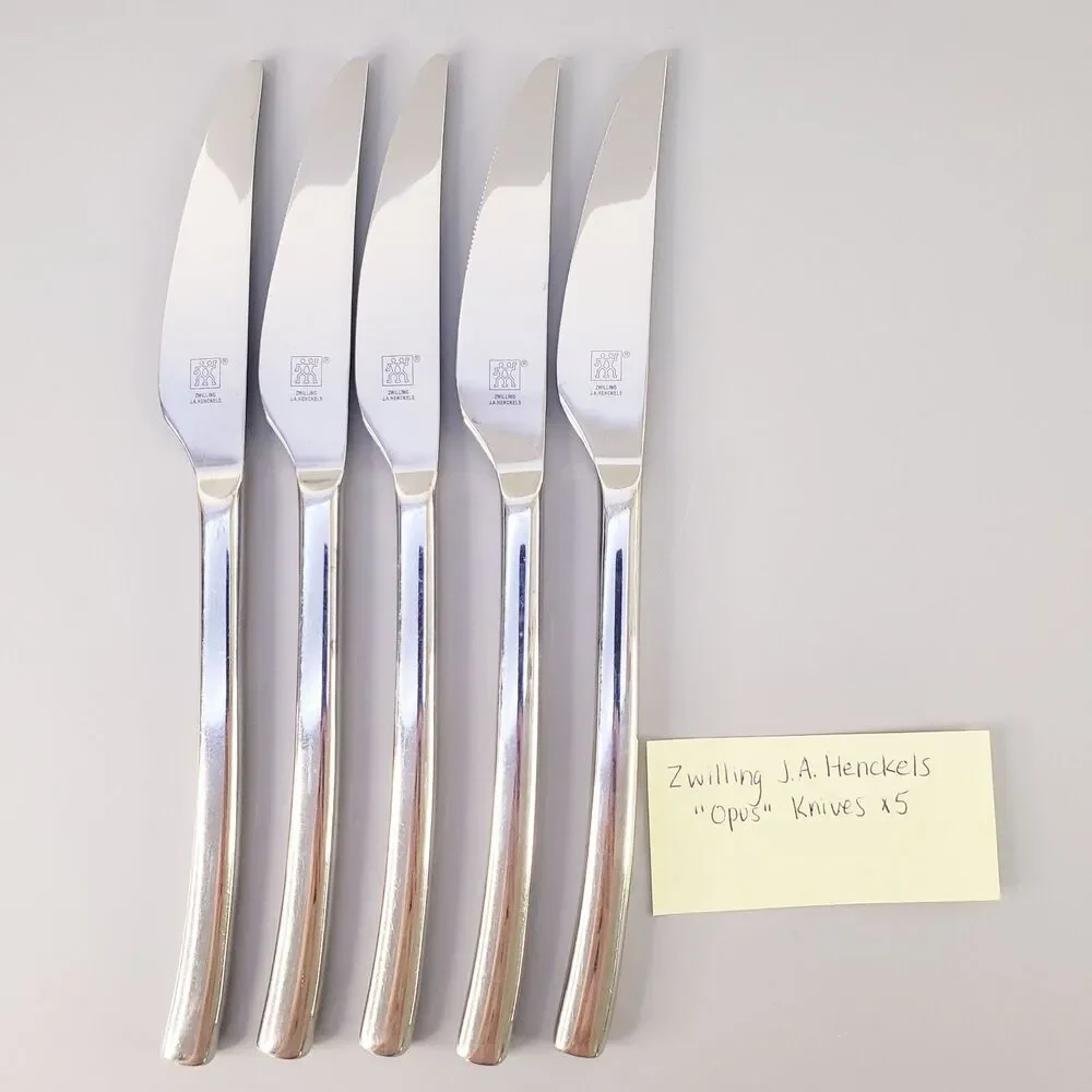 New French Solid Knife Opus Stainless by J A Henckels Zwilling Set of 5 Glossy